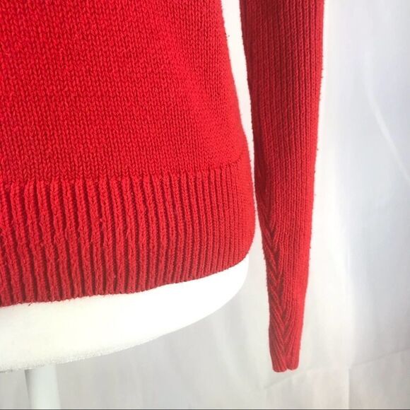Tahari Cotton-Blend Knit Sweater Red Mock Neck Size Medium - Picture 5 of 6